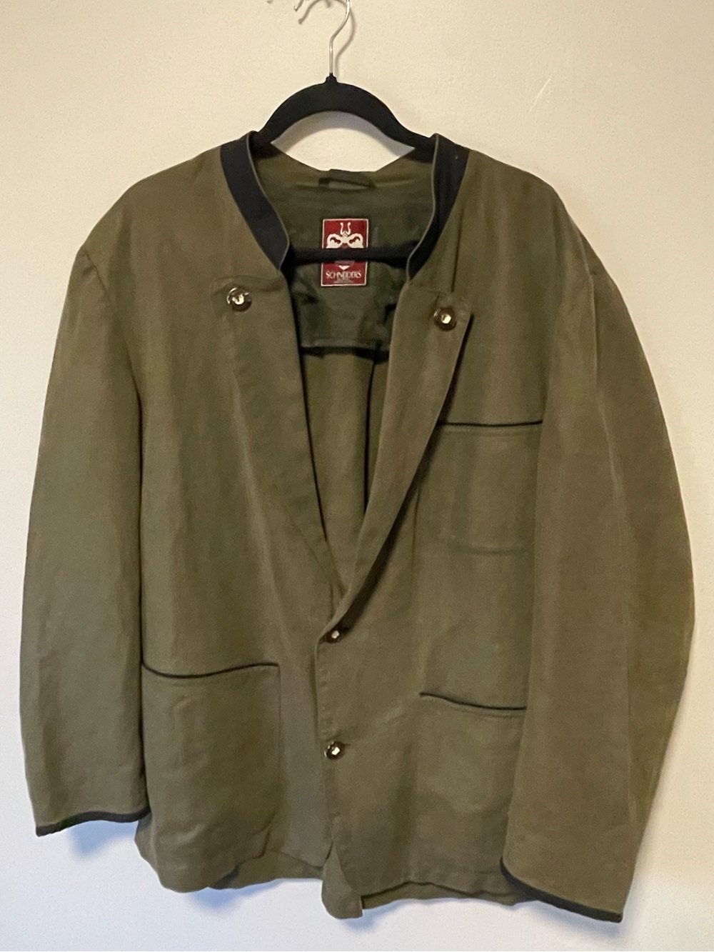 Vintage Schneider Linen Men's Sport Coat with Contrast Trim